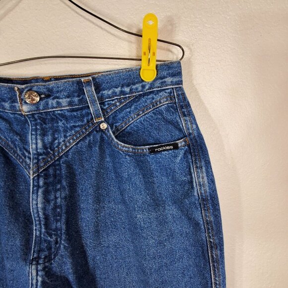 90s Rocky Mountain High-Waist Bareback Womans Size 16L Blue Denim Jeans Y2K - Picture 10 of 15